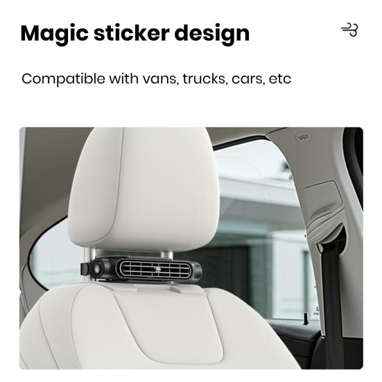 Вентилятор охлаждения автомобиля. Регулируемая скорость вращения вентилятора в заднем подголовнике автомобиля. Простота установки. USB-подключение. Безлопастной мощный электрический вентилятор для циркуляции воздуха.