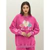 Pink Leopard Print Heart Combination Woman Washed Sweatshirt Cotton Sportswear Vintage Crewneck Clothes Autumn Loose