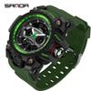 SANDA G Style Новые мужские часы 50M Водонепроницаемые Спортивные Военные Кварцевые часы Для мужчин Светодиодные Цифровые Электронные Наручные часы Часы