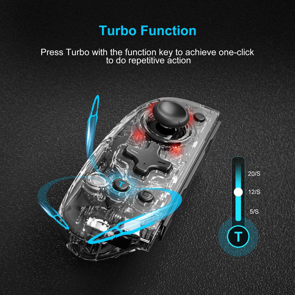 LinYuvo 8 LED Color Replacement Joypad Wireless Controller for Switch&OLED,with Turbo/Vibration/6-Axis Gyro/Wake-up Function