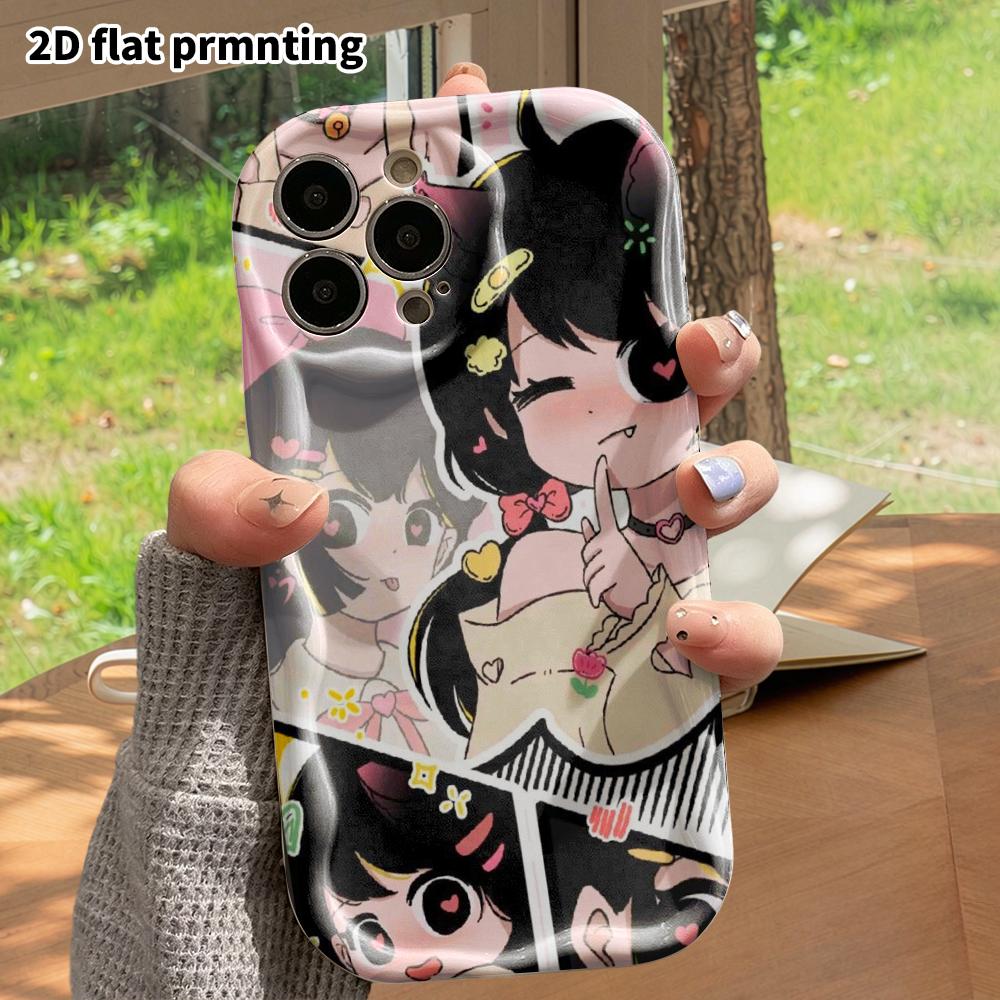 Phone case: 2D flat, suitable for iPhone 18 17 16 15 14 13 12 Pro, cat ear girl, perfect holiday gift for Christmas and Halloween
