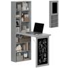 Folding Convertible Desk With Blackboard Multi Function Computer Office Workstation Side Shelf For Home Office Grey