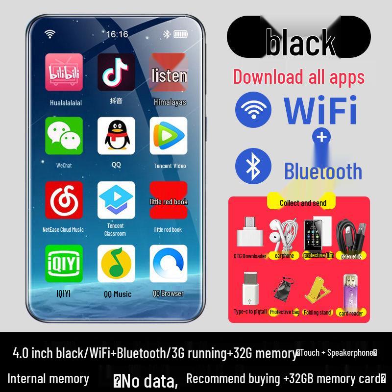 MP4/MP5-плеер с поддержкой Wi-Fi: Полноэкранное портативное устройство для музыки, видео, Bluetooth и чтения электронных книг