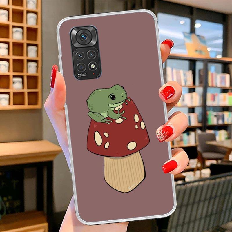 Коттеджкор Лягушка Гриб Кавайный Чехол для Телефона Для Xiaomi Redmi Note 15 14 13 12 11 10 Pro Plus 14S 12S 11S 11T 11E 10S Мягкий