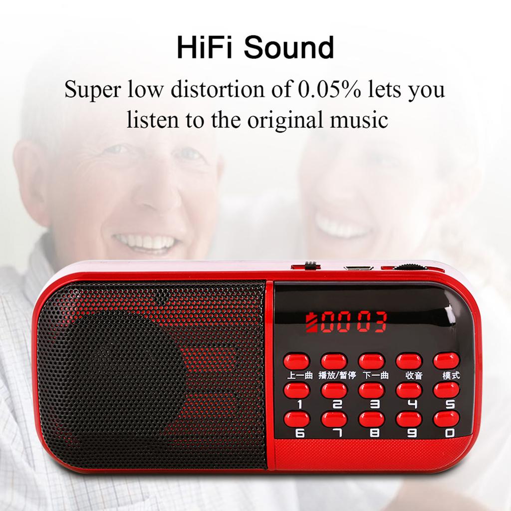 Memory Card Music Mini Speaker Radio 87.5‑108MHz FM Stations Noise Cancelling Digital FM Radio