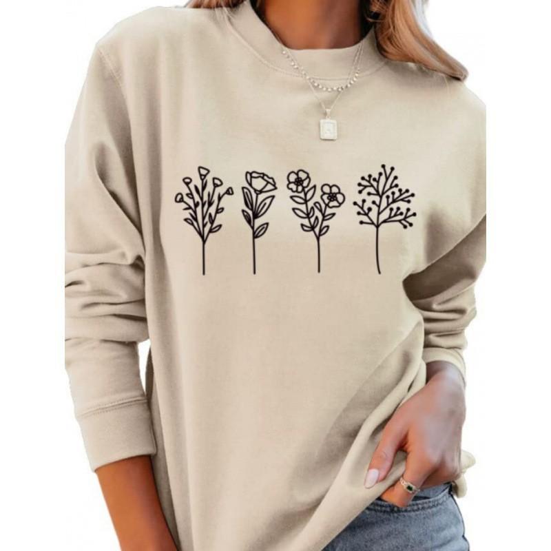 Womens Fall Winter 4 Floral Print Casual Long Sleeve Hoodie