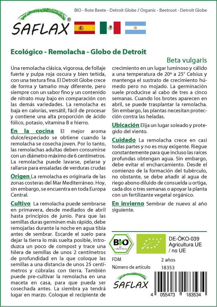 SAFLAX Garden in the Bag - Органический - Свекла - Detroit Globe - 100 семян - С субстратом в подходящем стоячем пакете - Beta vulgaris