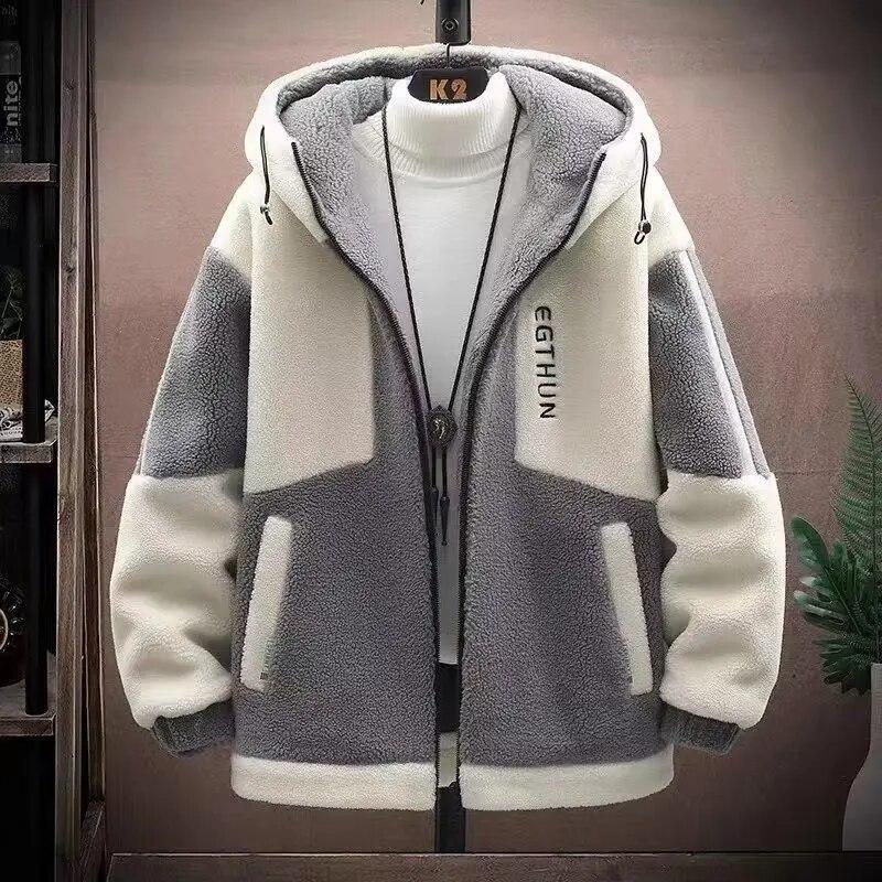 Winter Men's Jackets Fashion Streetwear Harajuku Winter Hooded Jackets Casual Men Clothing Wool Jacket Warm Jacket