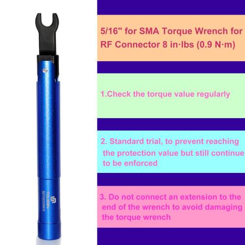 TOJOIN SMA Torque Wrench for RF Connectors, 1 Piece, 8-Inch (0.9 Nm) Opening, 8mm (5/16-Inch) SMA to 3.5mm/2.92mm Adapter Converter, Portable Wrench f