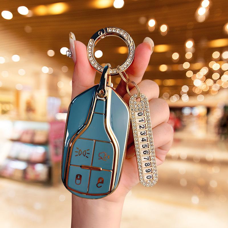 Подходит для нового чехла для ключа Maserati President Levante Всесторонний защитный чехол Сумка с пряжкой Geberit