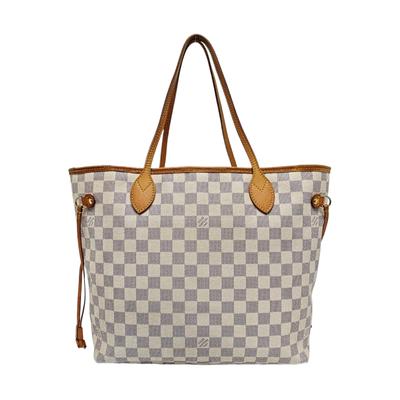 [Б/У] Сумка-тоут Neverfull Mm из клетчатого канваса с кожаной отделкой - В хорошем состоянии #17ATARO