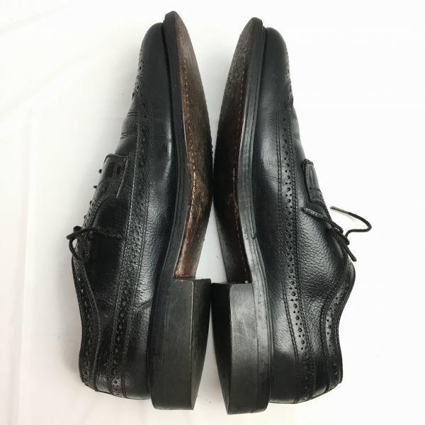 80s-90s Vintage USA Long Wingtip Business Shoes Size 9.5E 27.0-27.5 Black(USED)