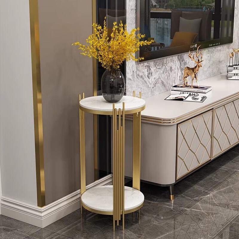 Floor-Standing Flower Stand with Marble Top