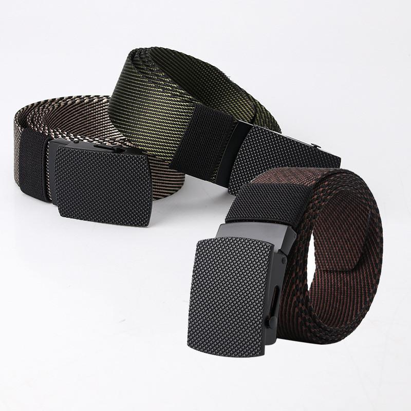 Canvas Mens Automatic Buckle Belt With Square Elements For Casual And Business Wear