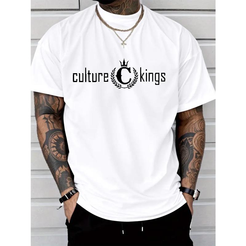 Европейские размеры Мужская футболка с принтом букв, короткий рукав - Текст Повседневная летняя с круглым вырезом Футболка Подходит для повседневной носки, вечеринок и офисных нарядов