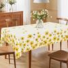 1 штука скатертей круглой и прямоугольной формы с цветочным рисунком в весенне-летней тематике, доступных в различных размерах, с принтом в виде желтых ромашек и пчел