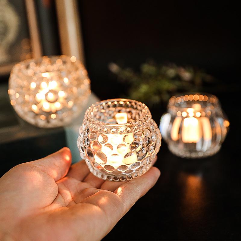Nordic Glass Candlestick - Elegant Tea Light Holder for Weddings & Home Decor