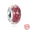 New S925 Sterling Silver Plated Pink Red Green Blue Murano Glass Bead Charm Fit Original  Bracelet DIY Jewelry For Girl