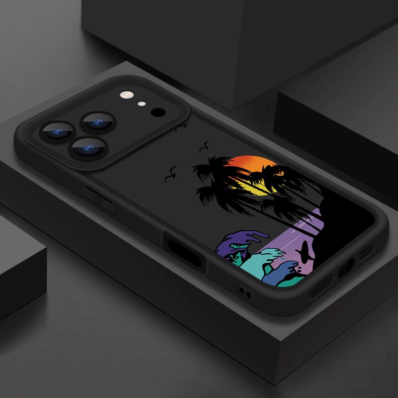 Чехол из ТПУ с рисунком пальмы на закате для iPhone 17 Pro 17e 15 16 Pro Max 14 13 Pro Max 16e Ударопрочный мягкий силиконовый чехол для телефона