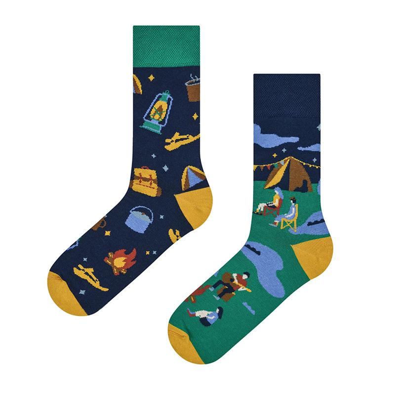 Creative and Fun Cartoon AB Trendy Asymmetric Mandarin Duck Men's and Women's Cotton Socks Medium High Socks