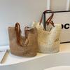 Casual Hollow Single Shoulder Cotton Thread Woven Bag New Lazy Style Hand-woven Bag Seaside Vacation Beach Bag Women's Bag