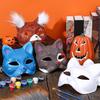 20 Pcs Face Cushion Kit Fox Cat Face Cushion DIY Halloween Masquer Set with Paint And Brush Make-up Party Prop for Dancing Party