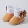 Baby Boots Unisex Baby Thick Velvet Shoes Bowknot Flower Decoration Soft Soled Toddler Shoes
