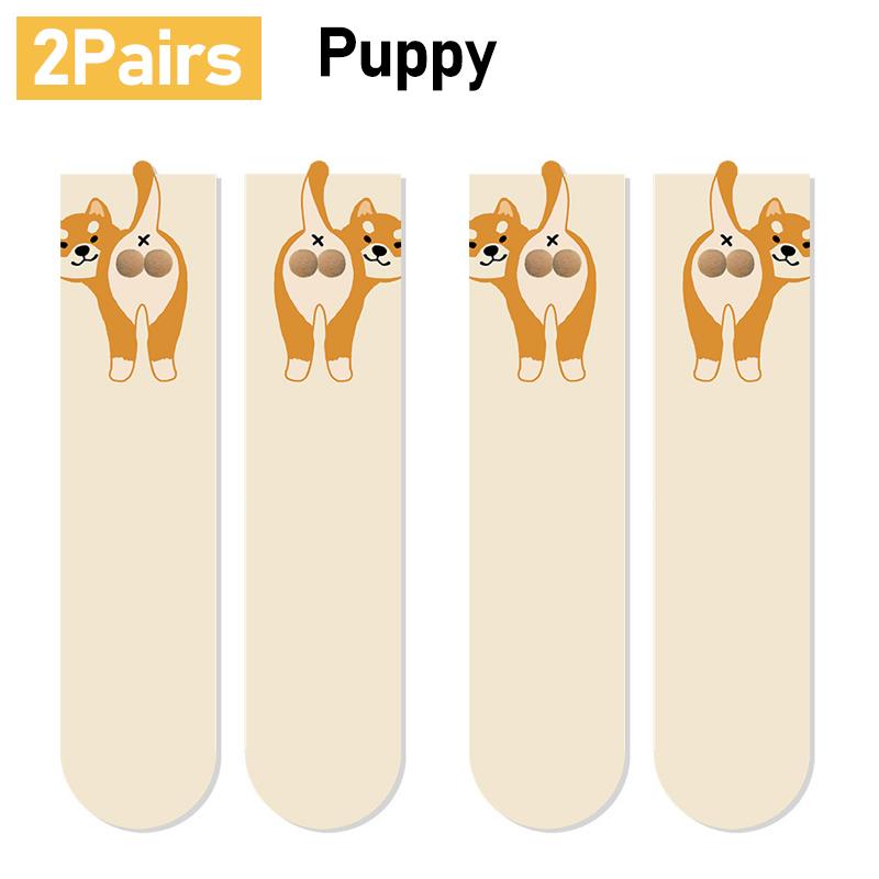 1/2 пары Мультяшные Милые Носки из хлопка с рисунком собаки/кошки Лолита Вязаные носки Женские Девичьи Носки средней длины Носки для сна с принтом питомца Напольные носки