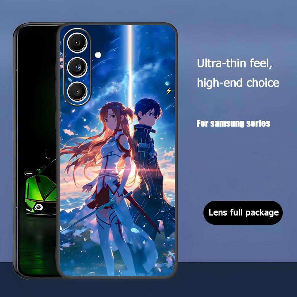 Крутой чехол для телефона Sword Art Online в стиле аниме для Samsung Galaxy S25 S24 S23 S22 S21 S20 Plus Ultra Note20 Мягкий черный