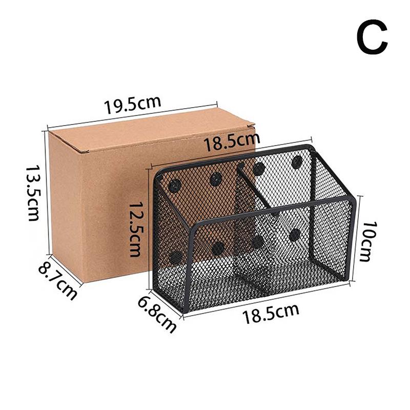 Magnetic Pencil Holder Stationery Storage Mesh Basket Desktop Pen Makeup Brush Container Kitchen Refrigerator Organizer
