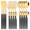 20Pcs Black Dinnerware Tableware Set High Quality Knife Cake Fork Coffee Spoon Flatware Stainless Steel Cutlery Western Kiechen Silverware