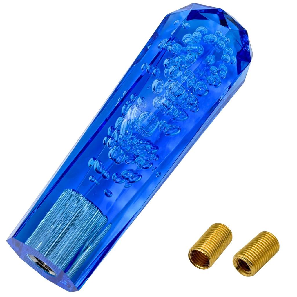 MARUHADO Crystal Shift Knob Octagon Universal Truck Shift Lever with Conversion Adapter M8 M10 M12 P1.25 MT Blue 15cm