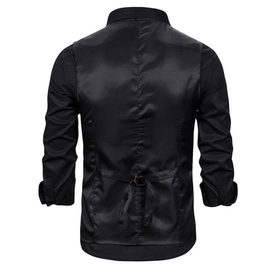 Мужской деловой жилет, деловой жилет с цепочкой, декор без рукавов, облегающий однобортный однобортный жилет с v-образным вырезом, против морщин, накладные карманы, мужское пальто