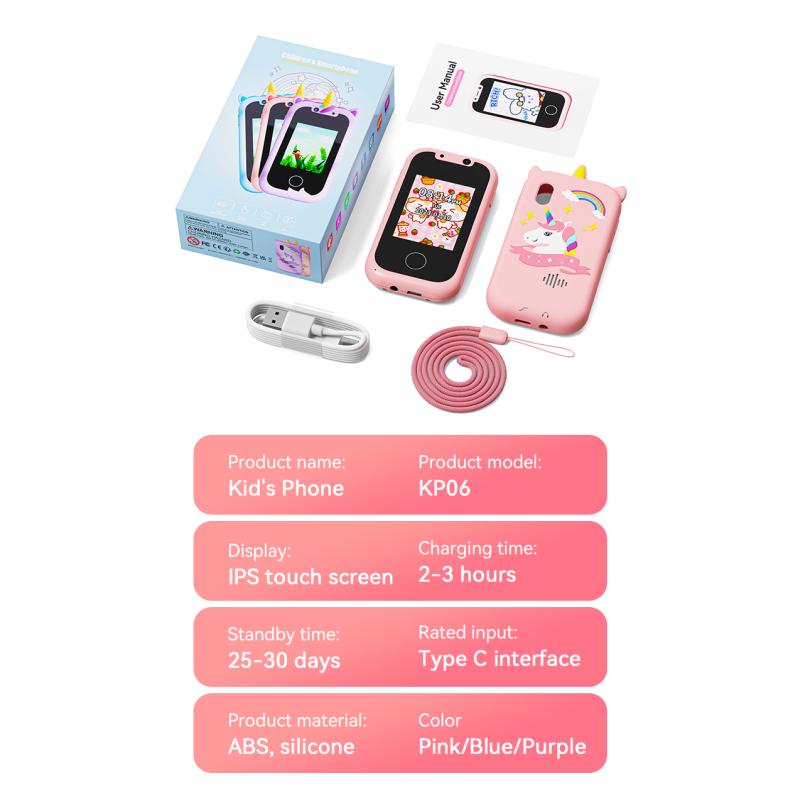 Детский смартфон с камерой, игрушка с сенсорным экраном, обучающая игрушка для мальчиков и девочек от 3 до 12 лет, телефон, MP3-плеер, рождественские подарки на день рождения