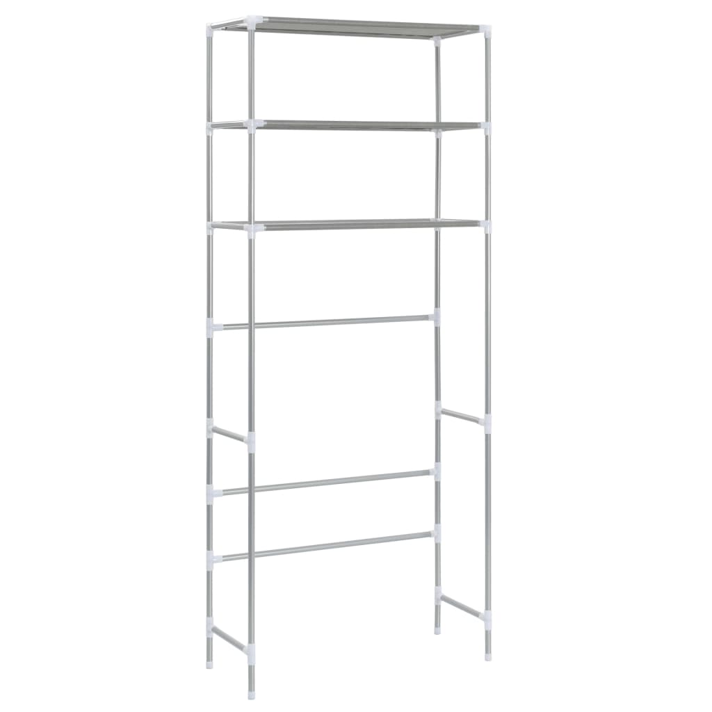 Washing Machine Shelf 3 Shelves Silver 69 x 28 x 169 cm
