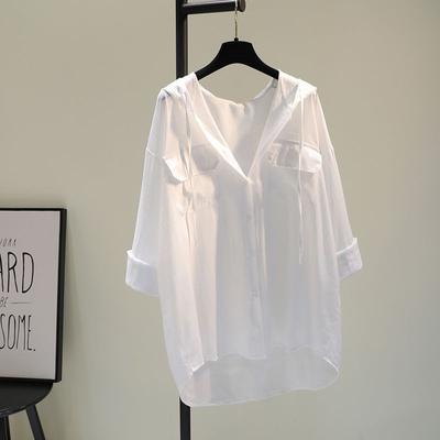 Солнцезащитное пальто, женская свободная рубашка на пуговицах средней длины