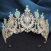 AB Crystal Pageant Miss Bridal Crown Vintage Baroque Rhinestone Big Tiara Wedding Headdress for Party Jewelry Hair Accessories