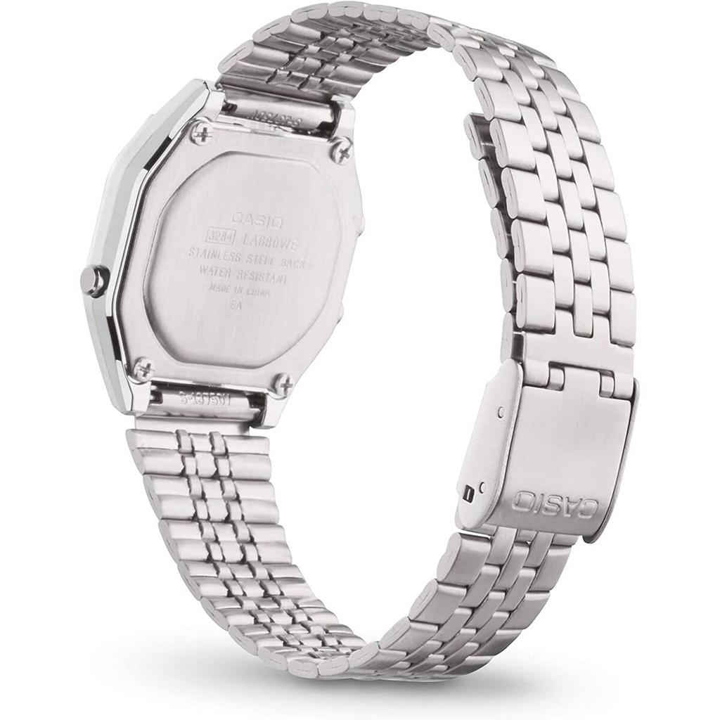 Casio Винтажные цифровые часы LA680WEA-1EF для женщин, серебристо-черные