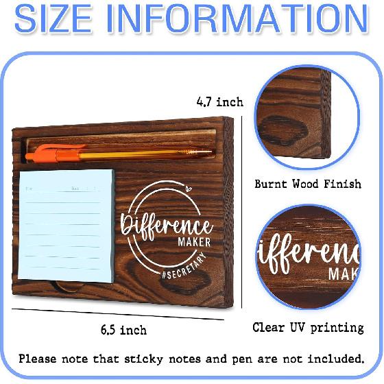 Secretary Difference Maker Self-Stick Note Pad Holder Gift for Administrative Professionals and Office Assistants, Durable and Stylish Desk