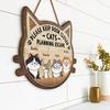 Cat Planning Escape Sign Please Keep Door Closed Wooden Sign Door Hanging Welcome Sign Housewarming Gift for Cat Lovers