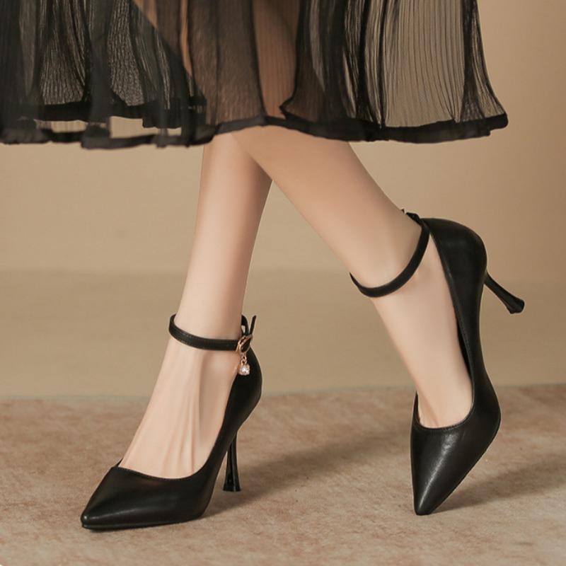 Новые стильные туфли на шпильках с острым носком и высокой шпилькой, с одной пряжкой, рабочие туфли для работы, универсальная женская обувь