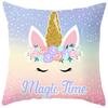 Nordic Unicorn Printed Peach Leather Velvet Pillowcase Cute Pink Horse Rainbow Cartoon Sofa Pillowcase