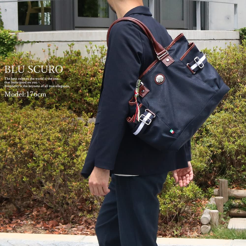 Сумка-тоут Limona из натуральной кожи из нейлона, большая вместимость, сумка для офиса из нейлона для поездок на работу, бренд TRISSA [Orobianco] для мужчин [Сделано в Италии] [Товар] GRYDA-C (СИНИЙ