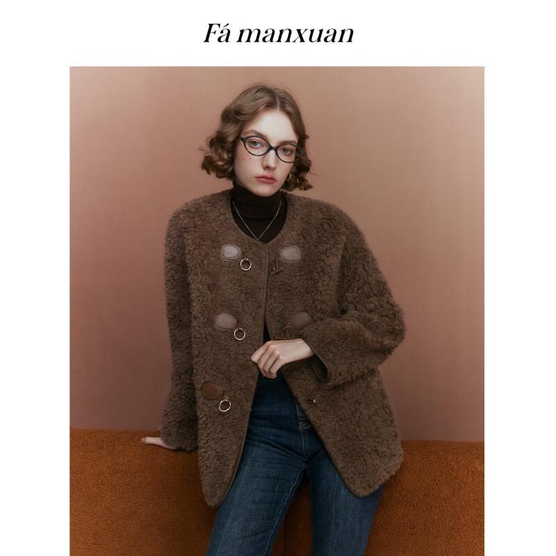 Женское пальто FAMANXUAN в французском стиле, смесовое шерстяное, с отделкой из искусственного меха, на пуговицах-тогглах