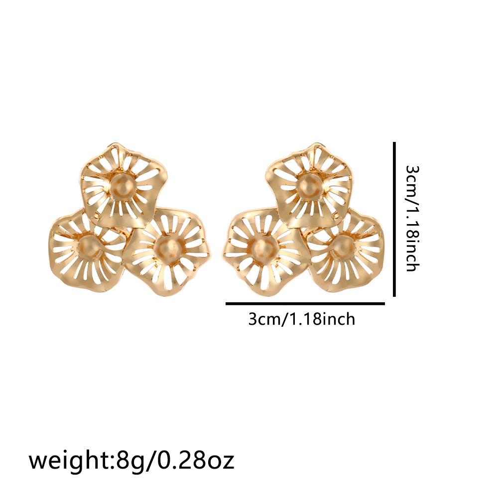 Винтажные цветочные полые металлические ретро-серьги, индивидуальные золотые роскошные украшения для ушей