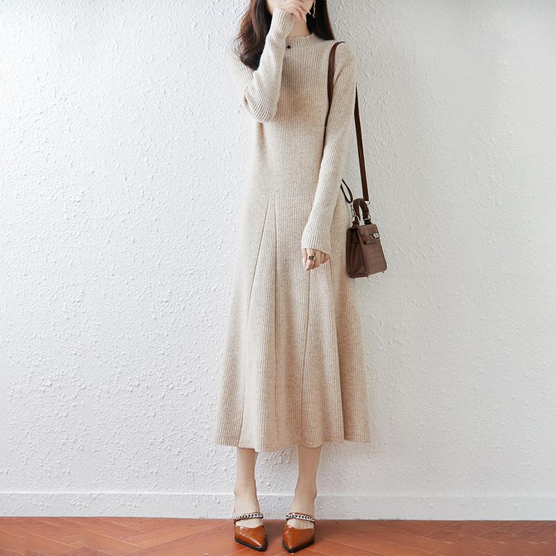 Женское платье-свитер 100% шерсть MODERN NEW SAGA Водолазка вязаный длинный пуловер зимние джемперы шерстяное длинное платье женское