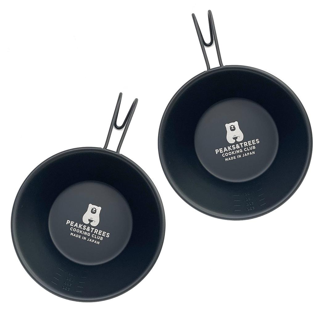 Нержавеющая сталь Sierra, изготовленная на открытом огне, с набором штабелируемых мерных стаканов для приготовления пищи на открытом воздухе с рисунком медведя PEAKS&TREES, черная, Tsubame-Sanjo,