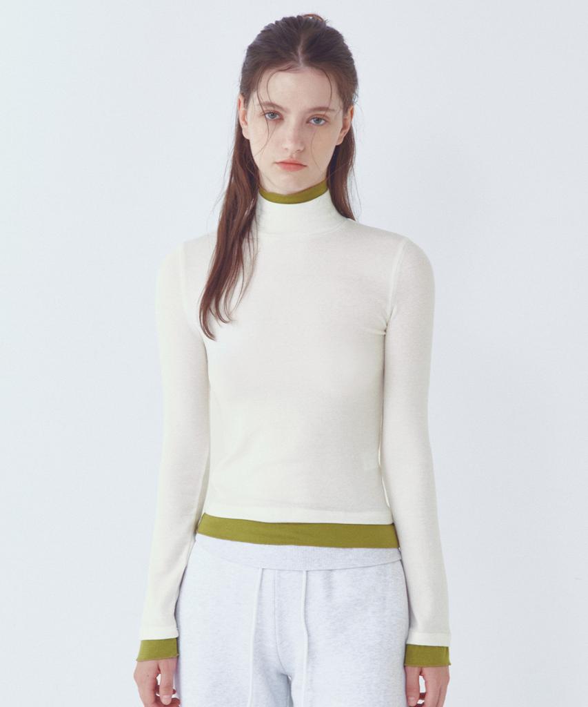 CITTA Every Day Wool Double Layered Turtle-Neck T-Shirt_Ctt397(Ivory)