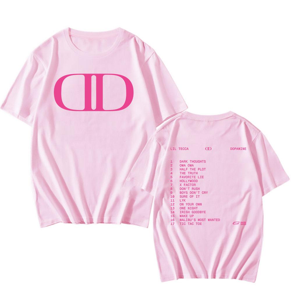 Lil Tecca DOPAMINE Футболка с альбомом, рэперский графический принт, модные футболки, футболка с коротким рукавом, хлопковая футболка, унисекс, уличная одежда, хип-хоп, мужские футболки