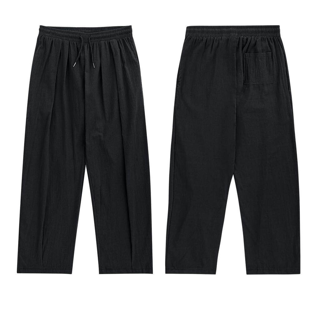 Мужские брюки из хлопка и конопли Four Seasons, тонкие, дышащие, с карманами, свободные, повседневные, широкие брюки, штаны для йоги